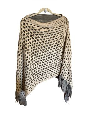 2 chic acrylic Unisex fringe Knit shawl Poncho wrap fall winter layers